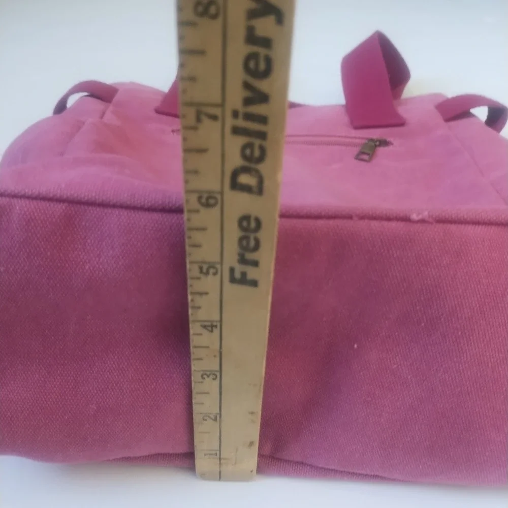 Canvas Tote Bag Raspberry Multi-Pocket Utility Travel Gorpcore